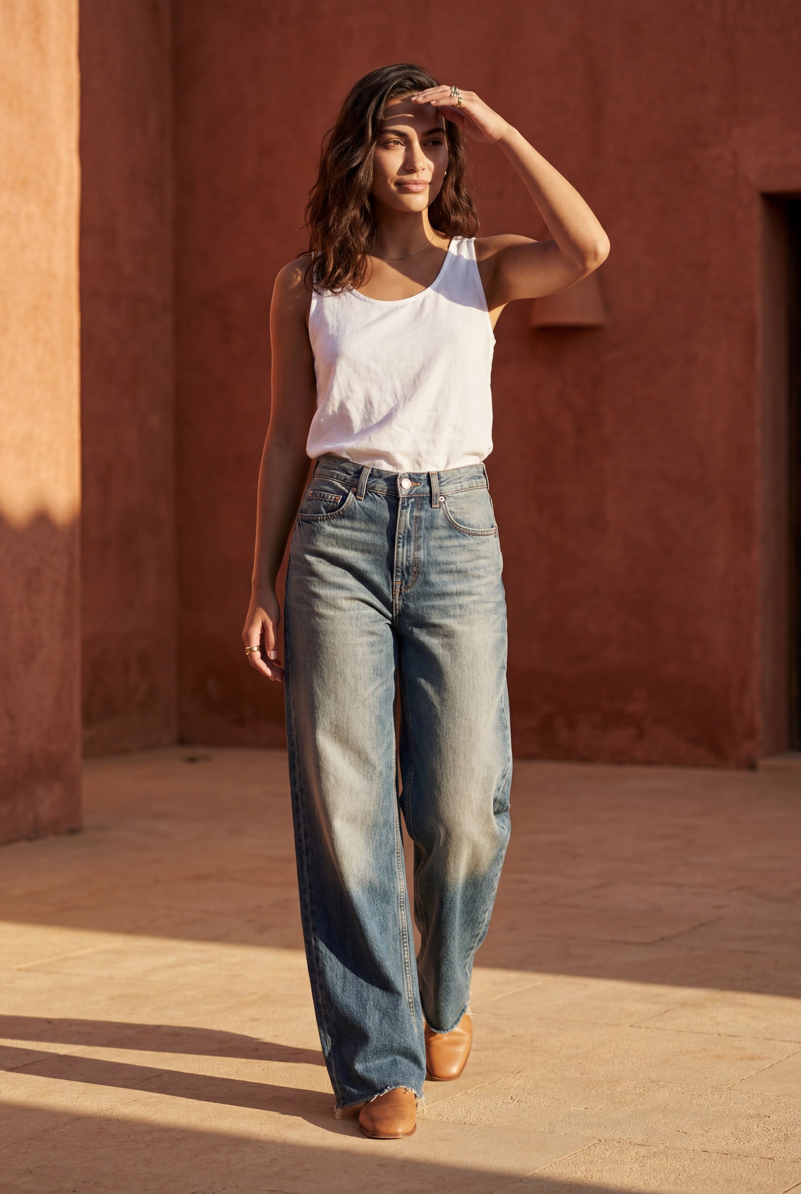 Denim Blue High-waisted Wide Leg Full-length Jeans - Wide leg jeans - Photo 12