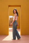 Denim Blue High-waisted Wide Leg Full-length Jeans - Wide leg jeans - Photo 14