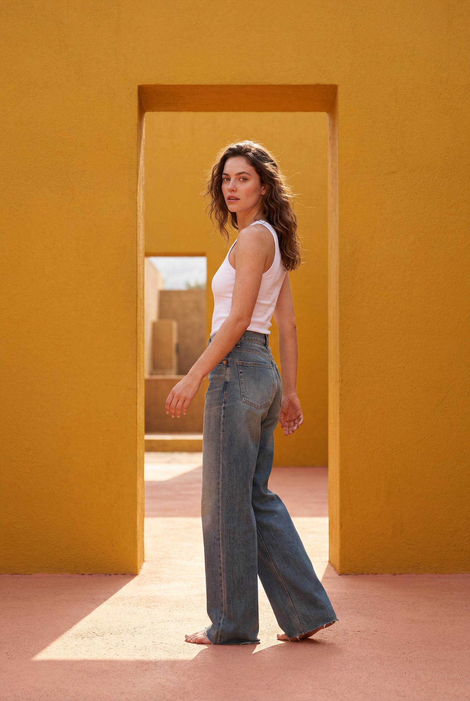 Denim Blue High-waisted Wide Leg Full-length Jeans - Wide leg jeans - Photo 14