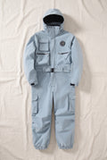 Insulated One-Piece Ski Suit in Light Blue — studio front