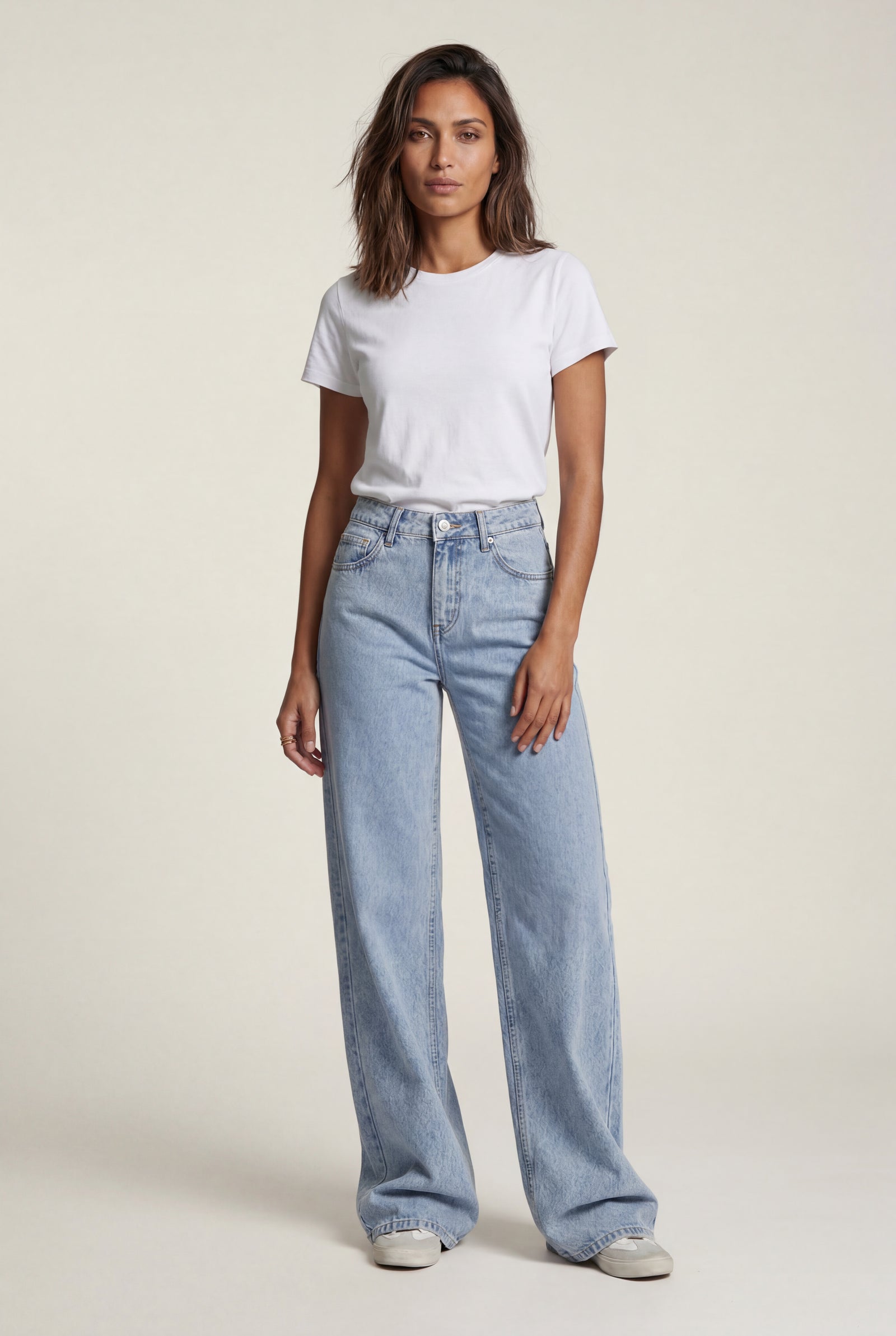 Light Blue Light Blue High-waisted Wide-leg Trousers - Wide leg trousers - Photo 1