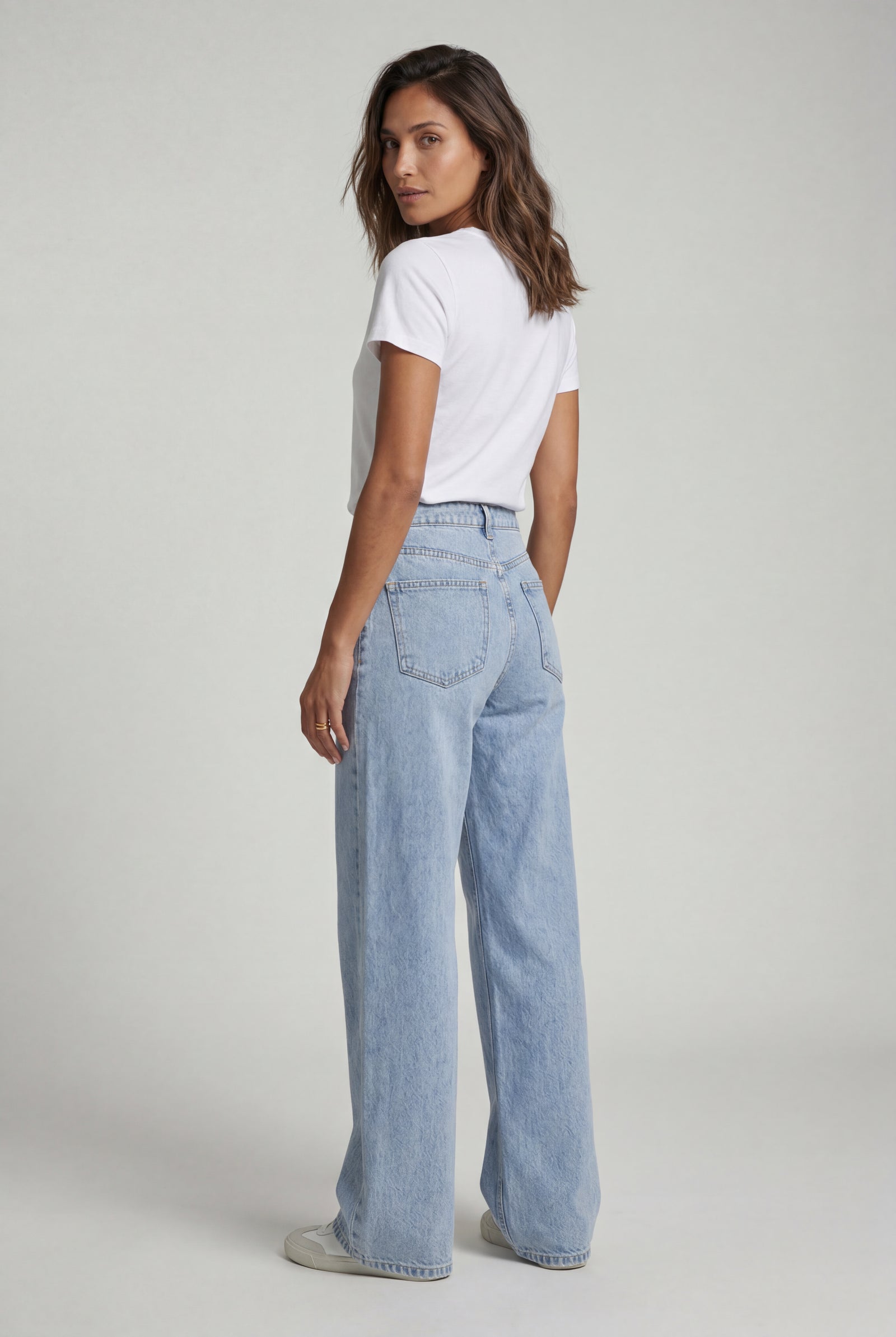 Light Blue Light Blue High-waisted Wide-leg Trousers - Wide leg trousers - Photo 2