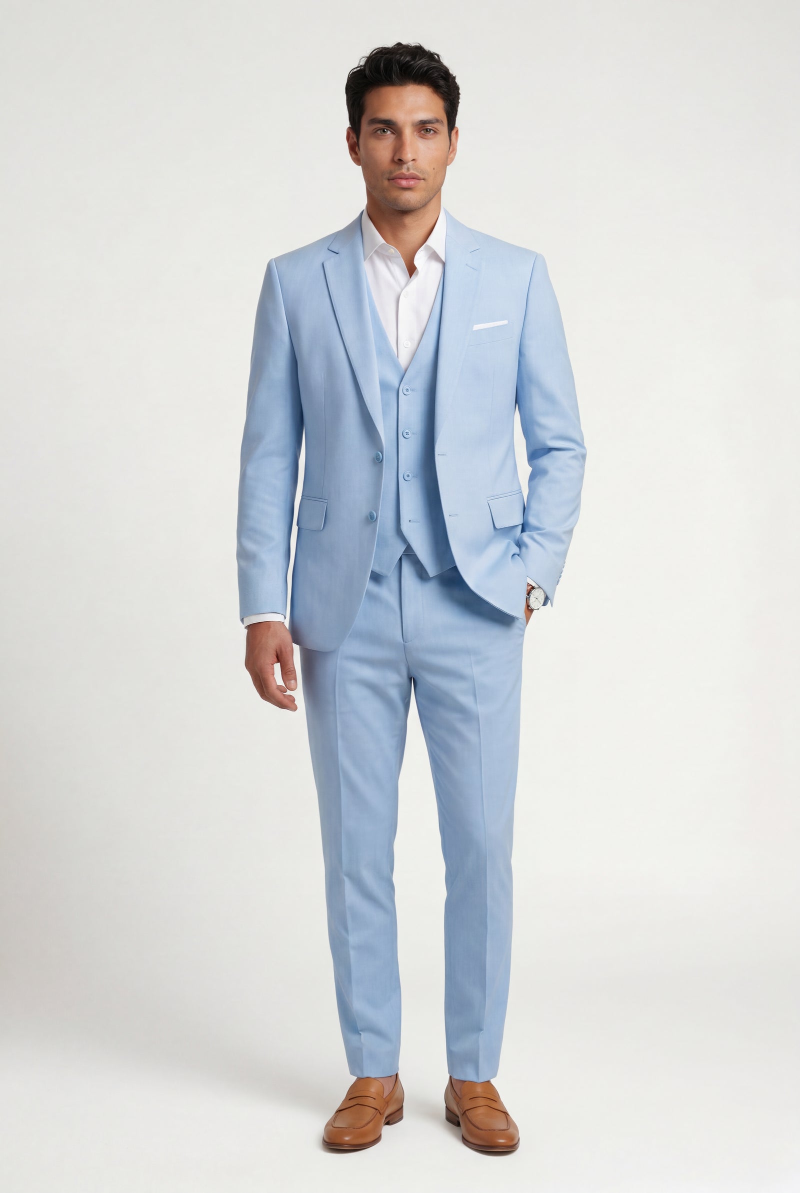 Light Blue Light Blue Slim Fit Three Piece Suit Set - Men's suit set - Photo 1