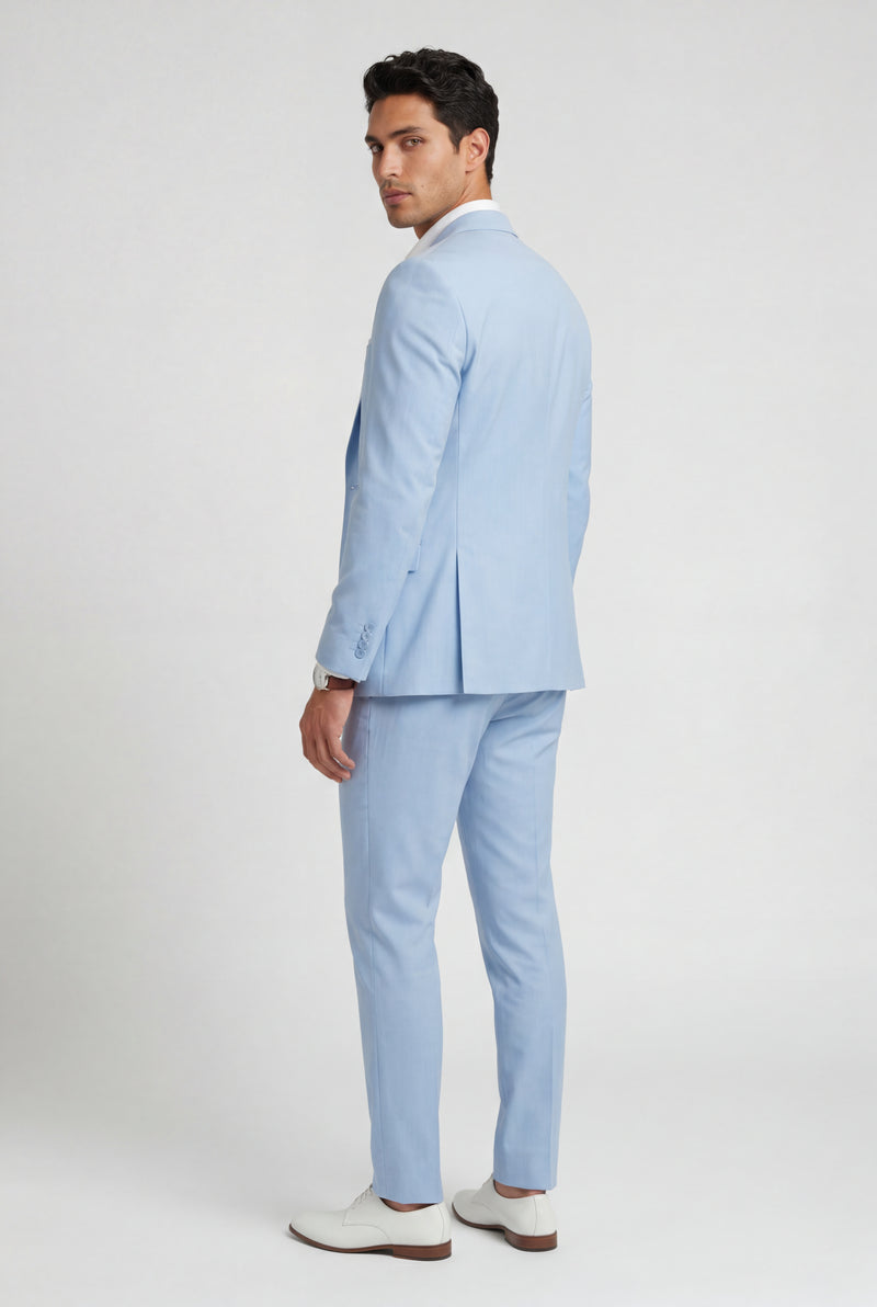 Light Blue Light Blue Slim Fit Three Piece Suit Set - Men's suit set - Photo 2