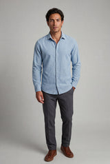 Light Blue Lightweight Textured Regular Fit Long Sleeve Shirt - Casual Shirts - Photo 1