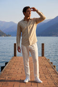 Beige Lightweight Textured Regular Fit Long Sleeve Shirt - Casual Shirts - Photo 10