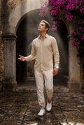 Beige Lightweight Textured Regular Fit Long Sleeve Shirt - Casual Shirts - Photo 11