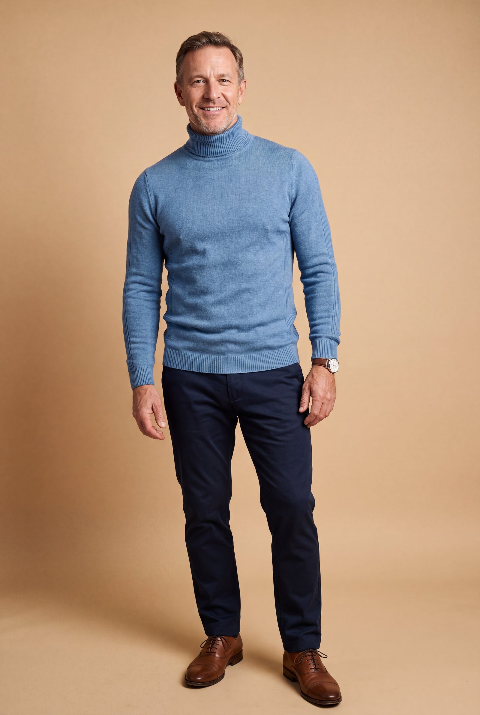 Men's Sweater Turtleneck Classic Fit in Light Blue — primary