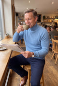 Men's Sweater Turtleneck Classic Fit in Light Blue — secondary ugc