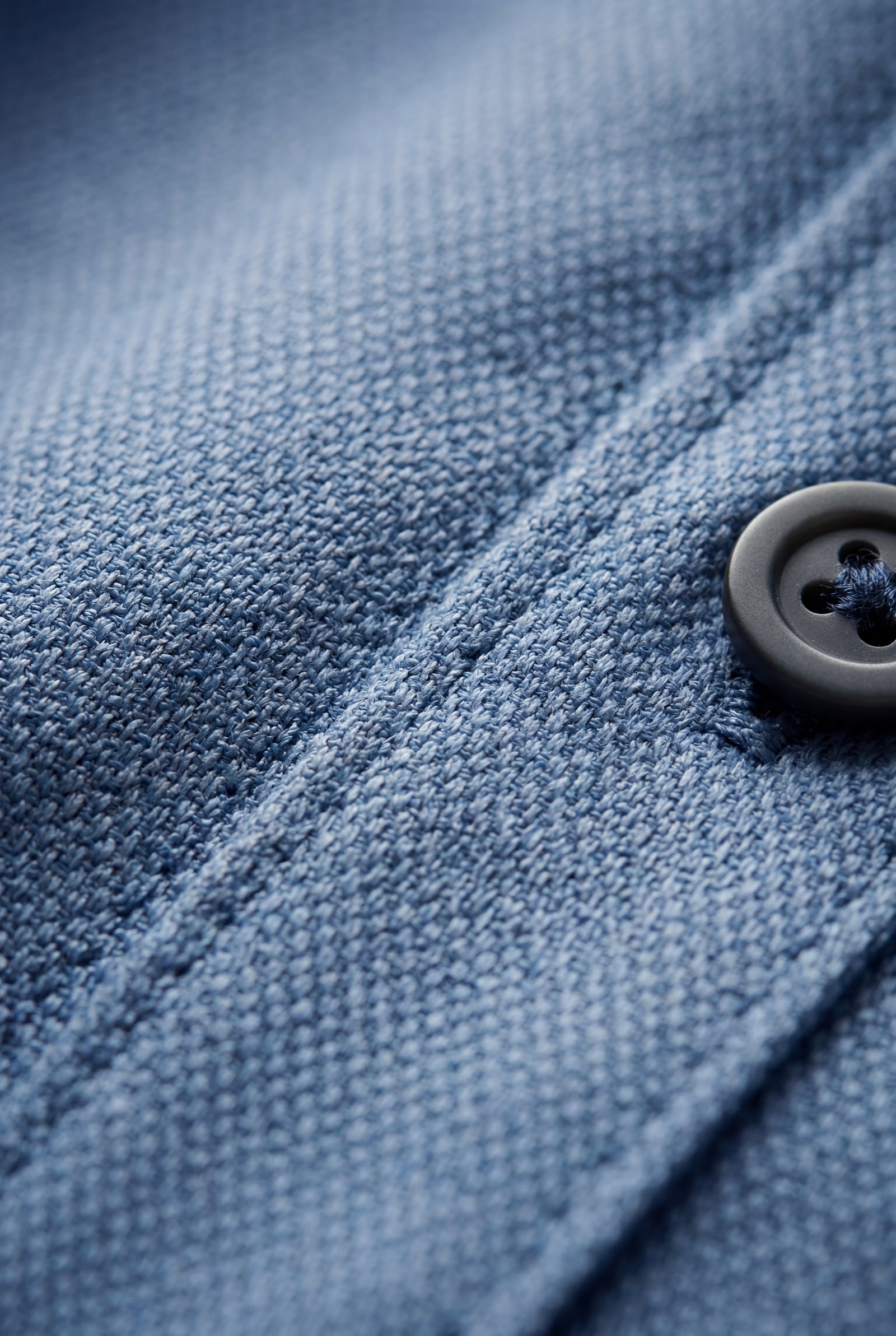 Light Blue Mid Blue Textured Slim Fit Button-down Shirt - Dress Shirts - Photo 3