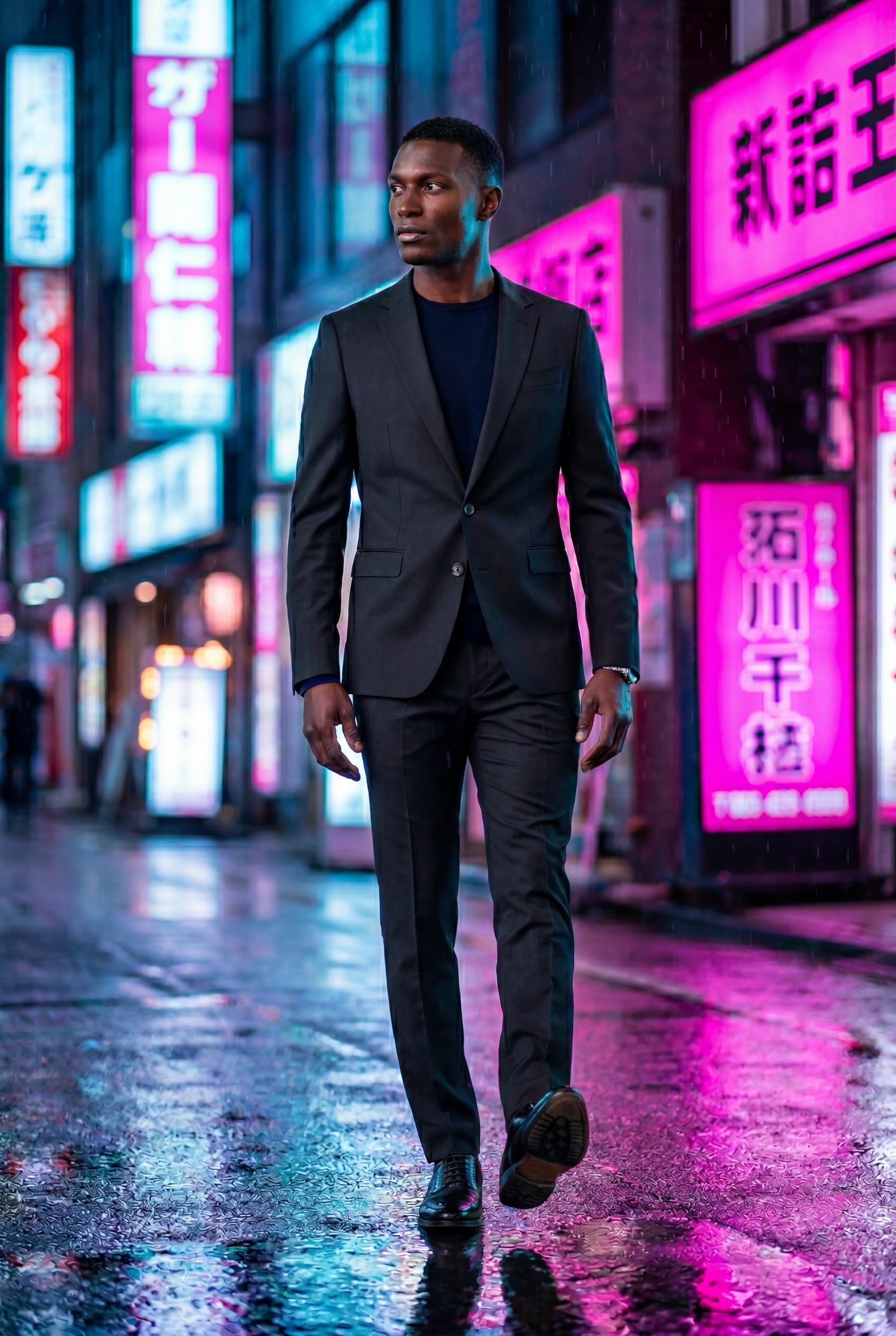 Black Modern Fit Tailored Two Piece Suit with Notch Lapel Jacket - Photo 16