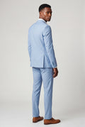 Light Blue Modern Fit Tailored Two Piece Suit with Notch Lapel Jacket - Photo 3