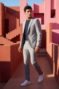 Gray Modern Fit Tailored Two Piece Suit with Notch Lapel Jacket - Photo 4