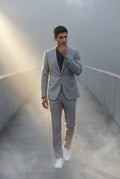 Gray Modern Fit Tailored Two Piece Suit with Notch Lapel Jacket - Photo 6