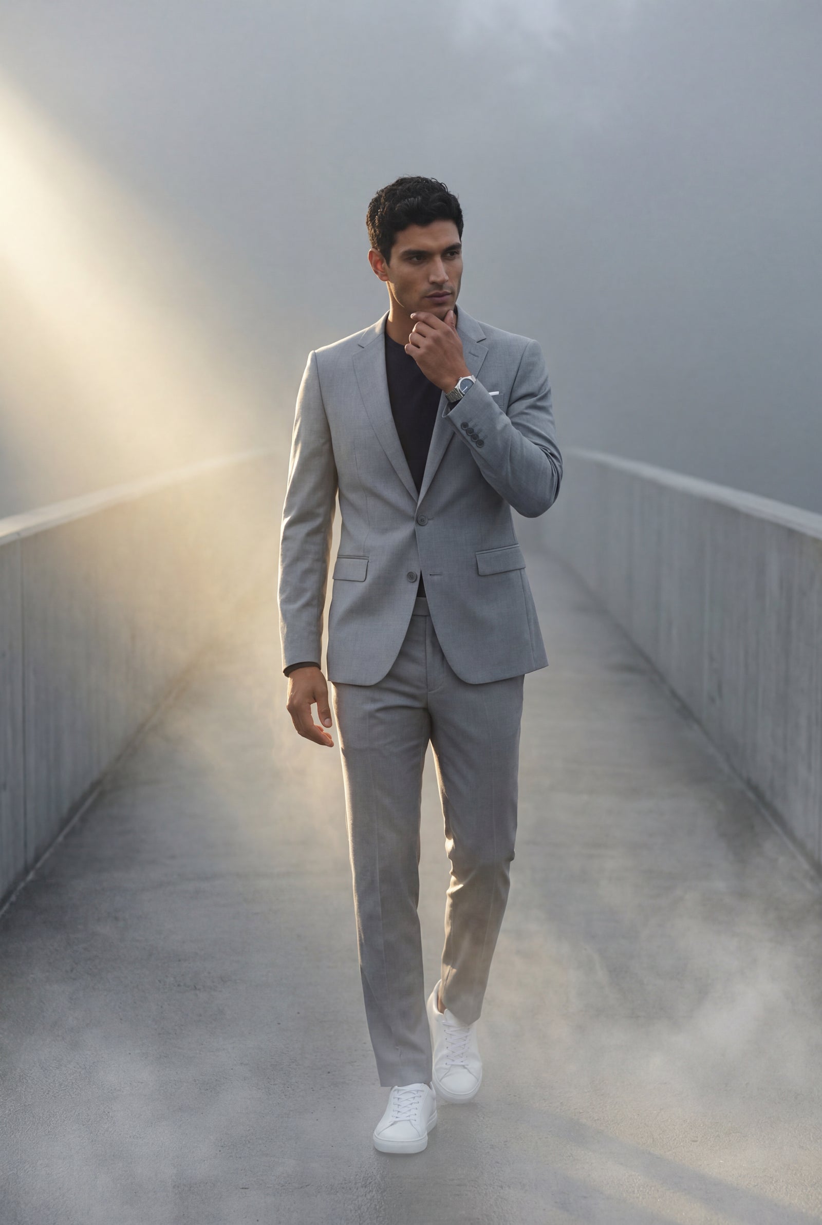 Gray Modern Fit Tailored Two Piece Suit with Notch Lapel Jacket - Photo 6