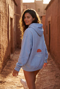 Light Blue Oversized Sun Print Back Graphic Hoodie - Oversized hoodie - Photo 3