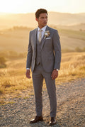 Light Gray Slim Fit Three Piece Wedding Suit with Vest - Wedding suits - Photo 17