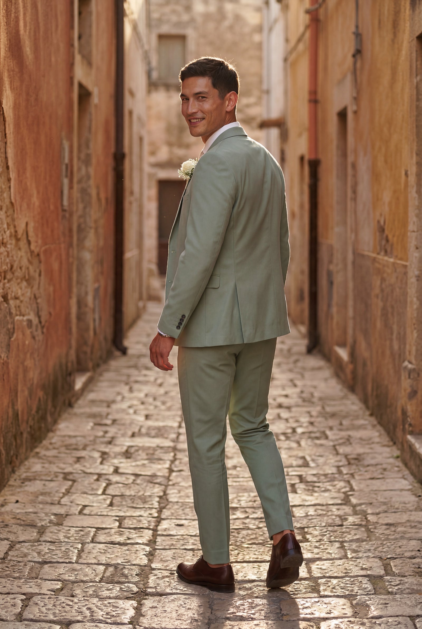 Mint Green Slim Fit Three Piece Wedding Suit with Vest - Wedding suits - Photo 18