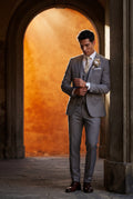 Light Gray Slim Fit Three Piece Wedding Suit with Vest - Wedding suits - Photo 20