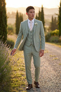 Mint Green Slim Fit Three Piece Wedding Suit with Vest - Wedding suits - Photo 22