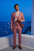 Pink Slim Fit Three Piece Wedding Suit with Vest - Wedding suits - Photo 23