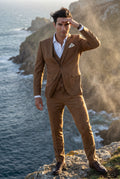 Brown Slim Fit Three Piece Wedding Suit with Vest - Wedding suits - Photo 5