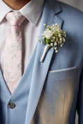 Light Blue Slim Fit Three Piece Wedding Suit with Vest - Wedding suits - Photo 6