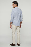 Light Blue Tailored Vertical Stripe Button-down Dress Shirt - Dress Shirts - Photo 6