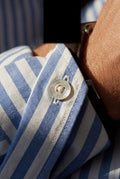 Light Blue Tailored Vertical Stripe Button-down Dress Shirt - Dress Shirts - Photo 7