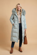 Women's Long Parka Relaxed Fit in Light Blue — studio front