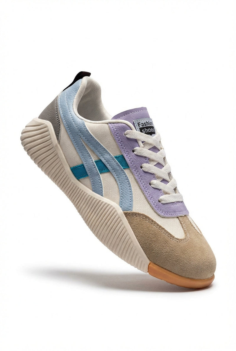 Light Blue Women's Retro Low-Top Slip-On Sneakers with Color-Block Panels - Slip-on shoes - Photo 1