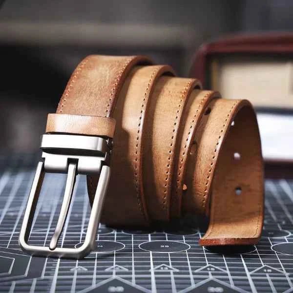 Brushed Silver Buckle Classic Dress Belt - Dress belts - Photo 2