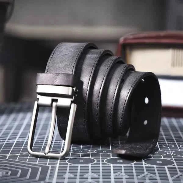 Brushed Silver Buckle Classic Dress Belt - Dress belts - Photo 7