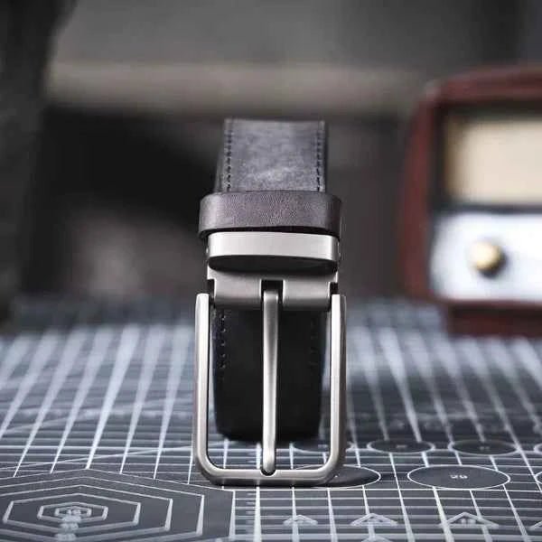 Brushed Silver Buckle Classic Dress Belt - Dress belts - Photo 9