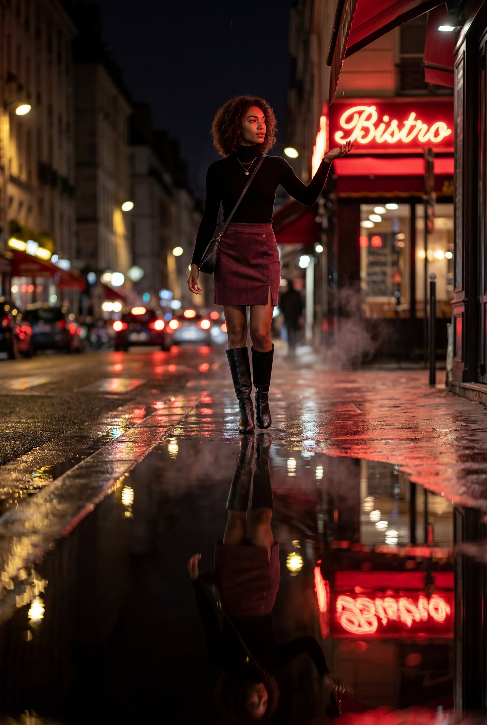 Burgundy Button-front Mini Skirt with Side Slit - Mini skirts - Photo 13