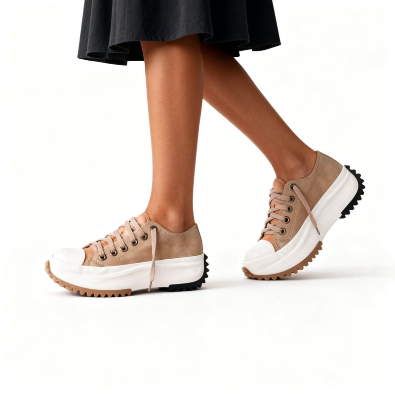 Chunky Platform Lace-up Sneakers with Serrated Outsole - Platform sneakers - Photo 2
