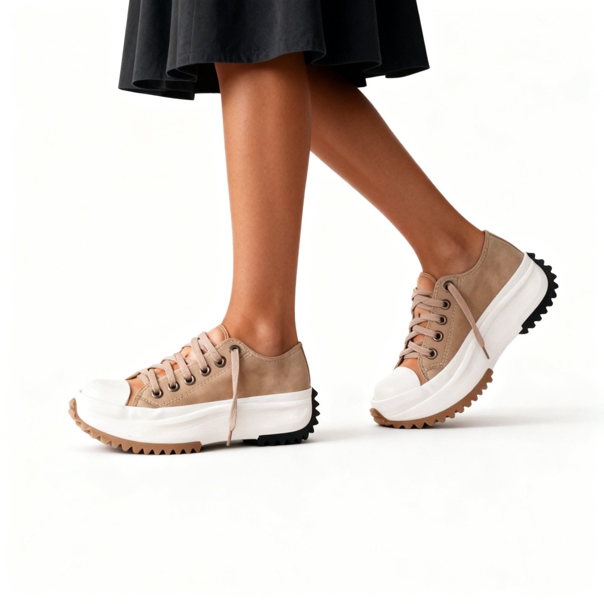 Chunky Platform Lace-up Sneakers with Serrated Outsole - Platform sneakers - Photo 3