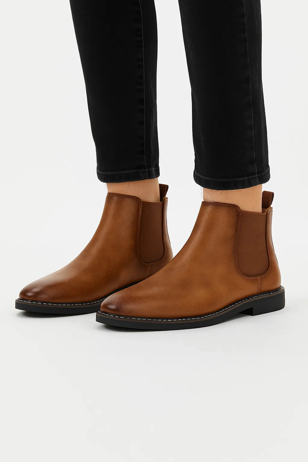 Light Brown Classic Chelsea Boots with Elastic Panels - Photo 10