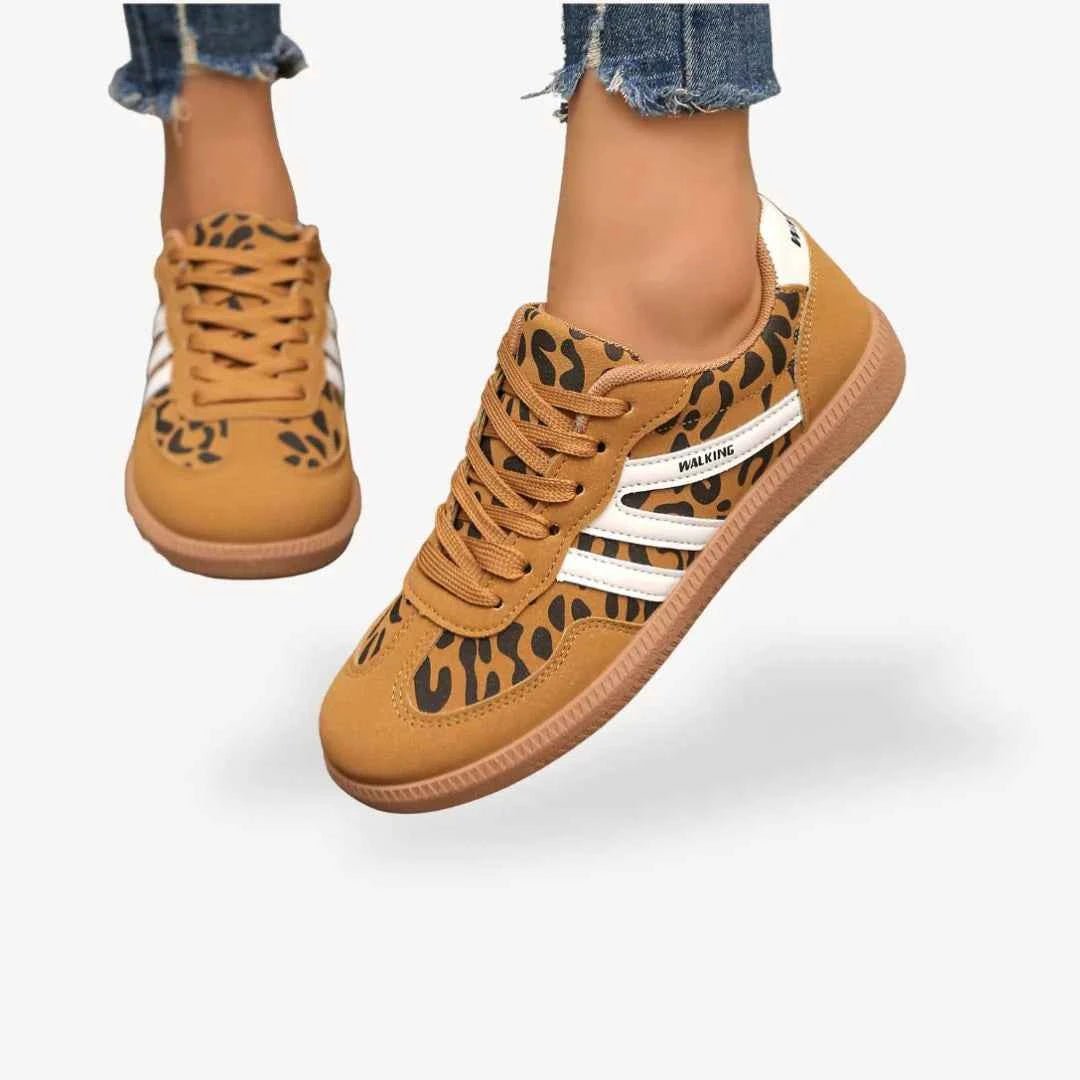 Light Brown Color-block Panel Retro Lace up Sneakers - Photo 6