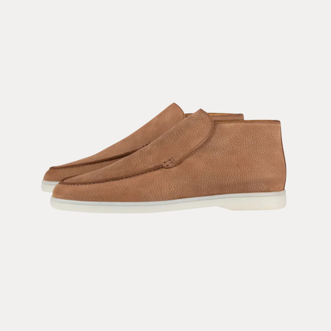Light Brown High-top Slip-on Loafers with Contrast White Sole - Photo 4