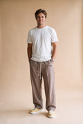 Men's Trousers Wide Leg Drawstring in Light Brown — studio full