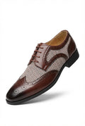 Men's Houndstooth Panel Brogue Oxford Dress Shoes - Brogue Oxford shoes - Photo 7