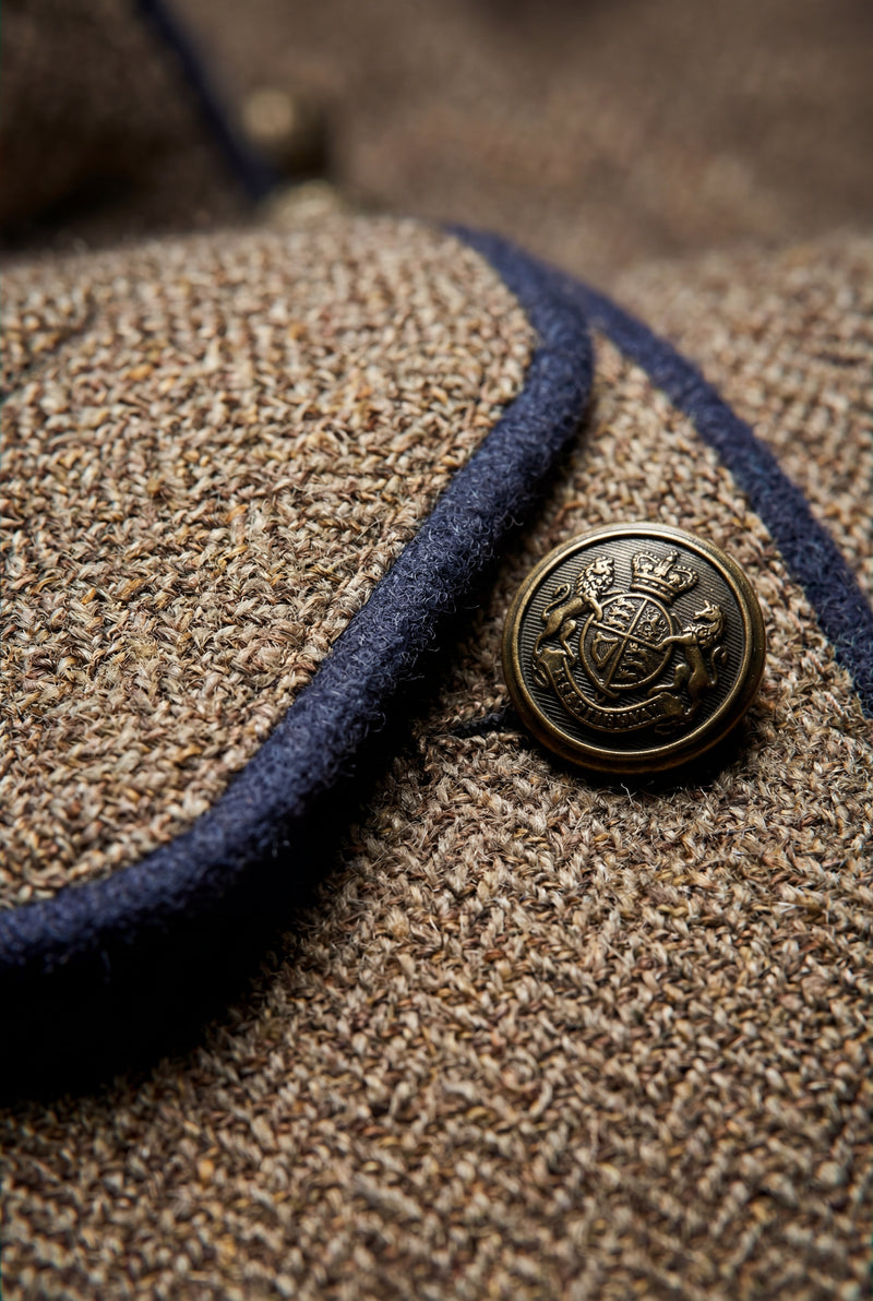 Light Brown Structured Riding Jacket with Contrast Piping - Structured jacket - Photo 3