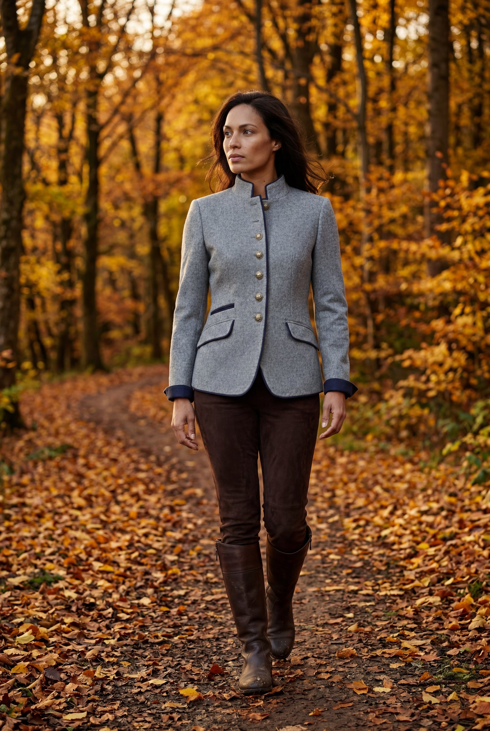 Gray Structured Riding Jacket with Contrast Piping - Structured jacket - Photo 6