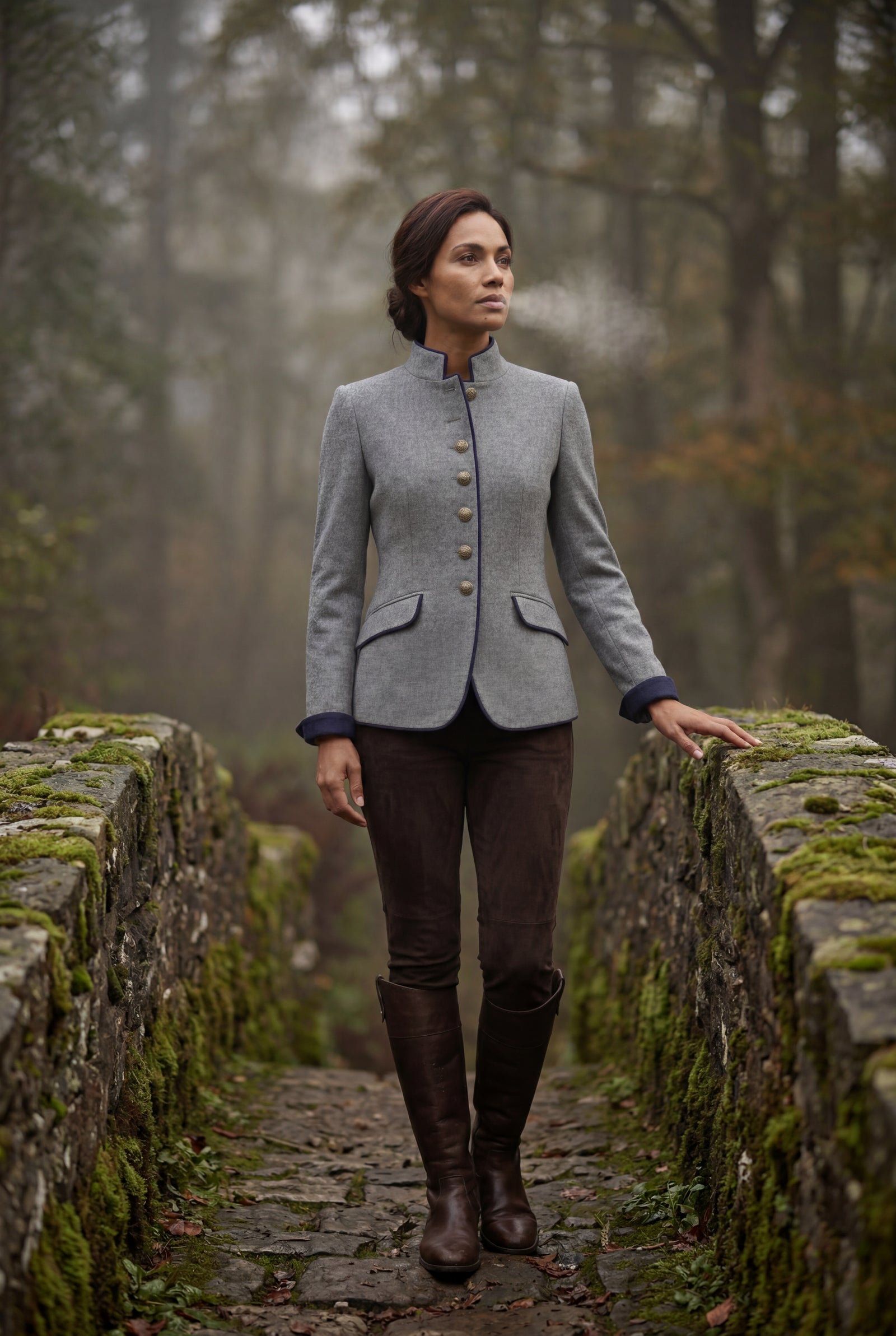 Gray Structured Riding Jacket with Contrast Piping - Structured jacket - Photo 7
