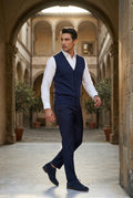 Navy Blue Button-front V-neck Sleeveless Sweater Vest - Photo 10
