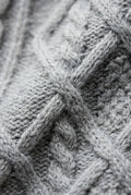 Light Gray Chunky Cable Relaxed Crewneck Sweater - Chunky knit sweater - Photo 4