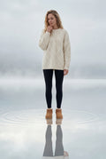 White Chunky Cable Relaxed Crewneck Sweater - Chunky knit sweater - Photo 7