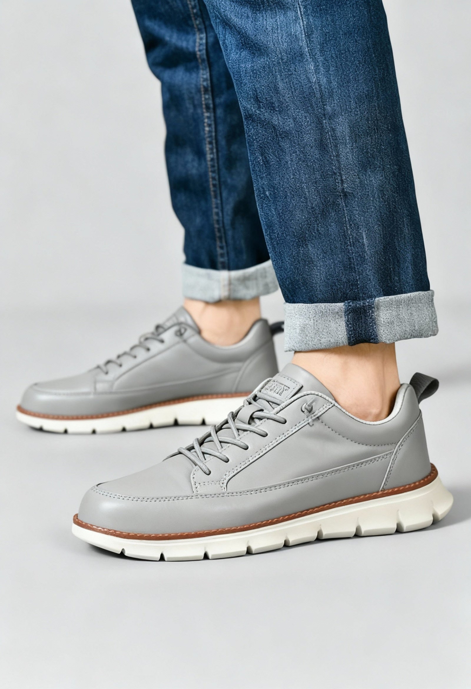Light Gray Chunky Sole Lace-up Casual Sneakers - Lace-up shoes - Photo 7
