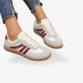 Light Gray Color-block Panel Retro Lace up Sneakers - Photo 4